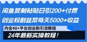 闲鱼复制粘贴日引200+付费创业粉，割韭菜日稳定5000+收益，24年最新教程！倾城领域-倾城领域