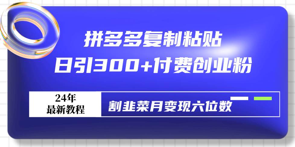 拼多多复制粘贴日引300+付费创业粉，割韭菜月变现六位数最新教程！倾城领域-倾城领域