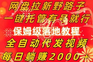 网盘拉新野路子，一键托管有号就行，全自动代发视频，每日躺赚2000＋，保姆级落地教程倾城领域-倾城领域