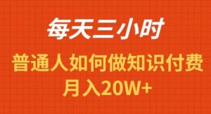 每天操作三小时，如何做识付费项目月入20W+倾城领域-倾城领域