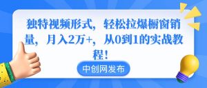 独特视频形式，轻松拉爆橱窗销量，月入2万+，从0到1的实战教程！倾城领域-倾城领域