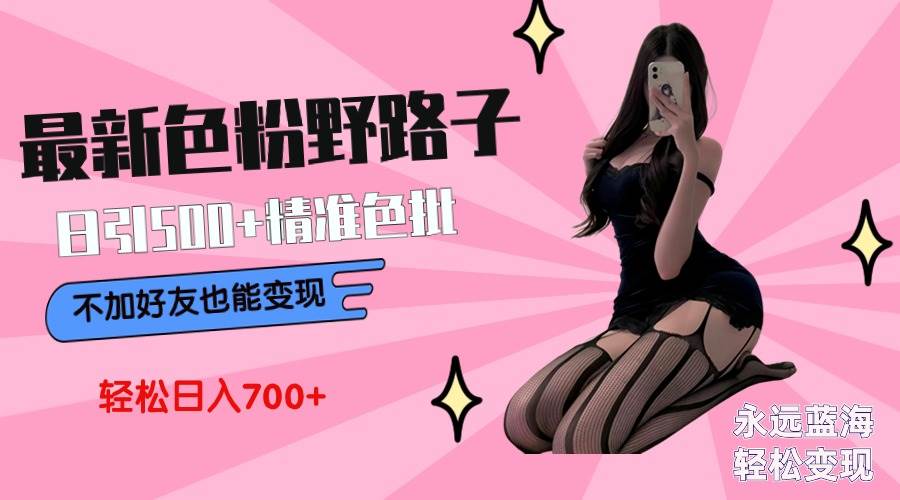 最新色粉变现野路子，日引500+老色批 可不加好友直接变现 小白轻松日入700+倾城领域-倾城领域