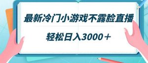 最新冷门小游戏不露脸直播，场观稳定几千，轻松日入3000＋倾城领域-倾城领域
