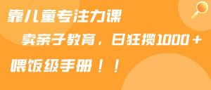 靠儿童专注力课程售卖亲子育儿课程，日暴力狂揽1000+，喂饭手册分享倾城领域-倾城领域