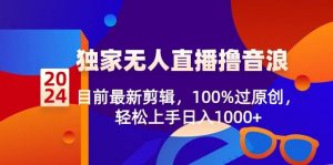 2024独家无人直播撸音浪，目前最新剪辑，100%过原创，轻松上手日入1000+倾城领域-倾城领域