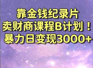 靠金钱纪录片卖财商课程B计划！暴力日变现3000+，喂饭式干货教程！倾城领域-倾城领域