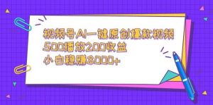 视频号AI一键原创爆款视频，500播放200收益，小白稳赚8000+倾城领域-倾城领域