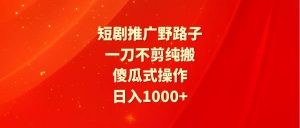 短剧推广野路子，一刀不剪纯搬运，傻瓜式操作，日入1000+倾城领域-倾城领域