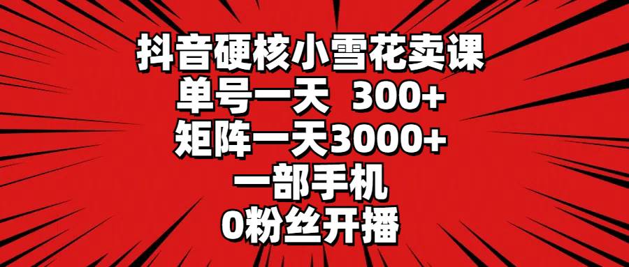 抖音硬核小雪花卖课，单号一天300+，矩阵一天3000+，一部手机0粉丝开播倾城领域-倾城领域
