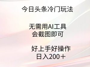 今日头条冷门玩法，无需用AI工具，会截图即可。门槛低好操作好上手，日…倾城领域-倾城领域