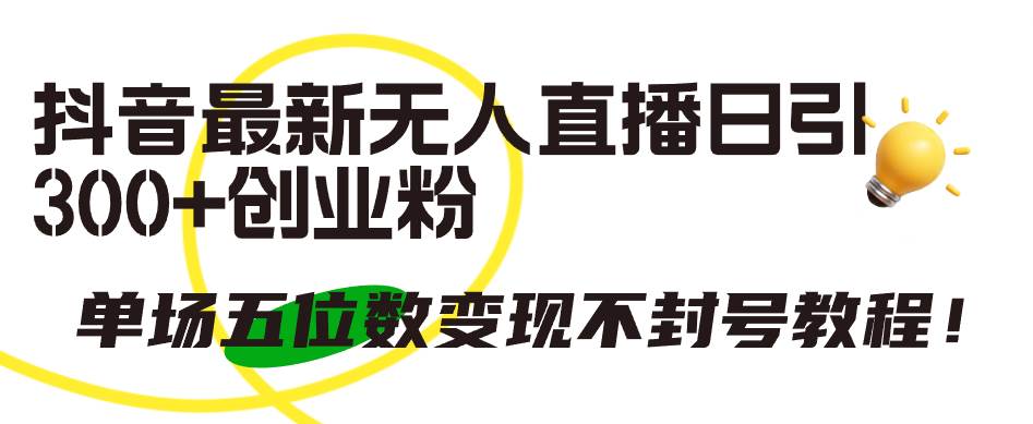 抖音最新无人直播日引300+创业粉，单场五位数变现不封号教程！倾城领域-倾城领域