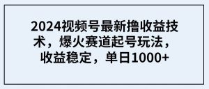 2024视频号最新撸收益技术，爆火赛道起号玩法，收益稳定，单日1000+倾城领域-倾城领域