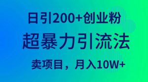 超暴力引流法，日引200+创业粉，卖项目月入10W+倾城领域-倾城领域