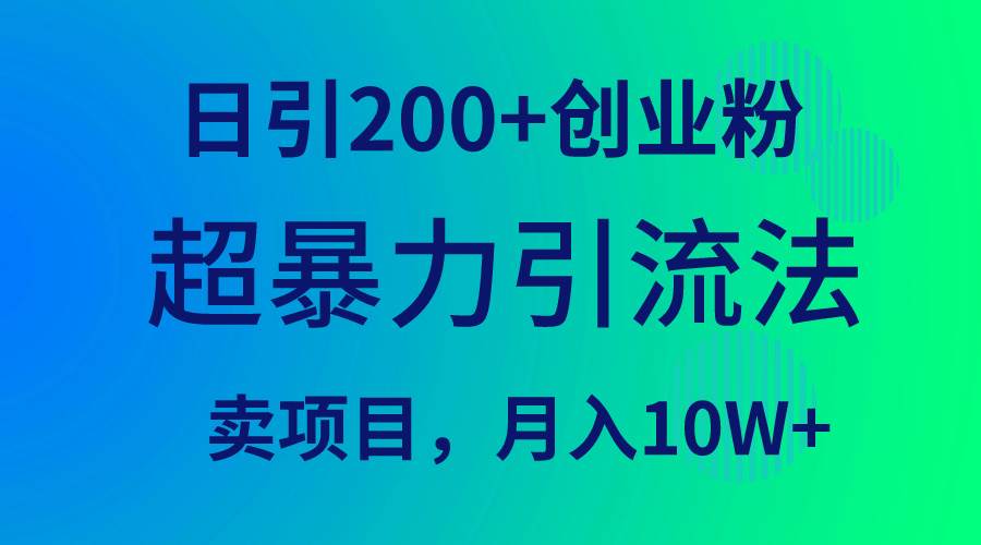 超暴力引流法，日引200+创业粉，卖项目月入10W+倾城领域-倾城领域