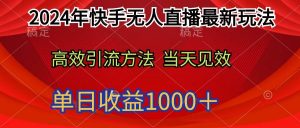 2024年快手无人直播最新玩法轻松日入1000＋倾城领域-倾城领域