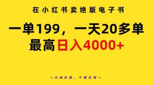 在小红书卖绝版电子书，一单199 一天最多搞20多单，最高日入4000+教程+资料倾城领域-倾城领域