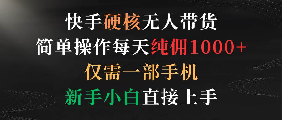 快手硬核无人带货，简单操作每天纯佣1000+,仅需一部手机，新手小白直接上手倾城领域-倾城领域