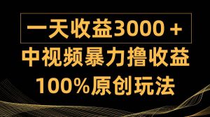 中视频暴力撸收益，日入3000＋，100%原创玩法，小白轻松上手多种变现方式倾城领域-倾城领域