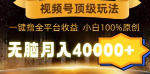 视频号顶级玩法，无脑月入40000+，一键撸全平台收益，纯小白也能100%原创倾城领域-倾城领域