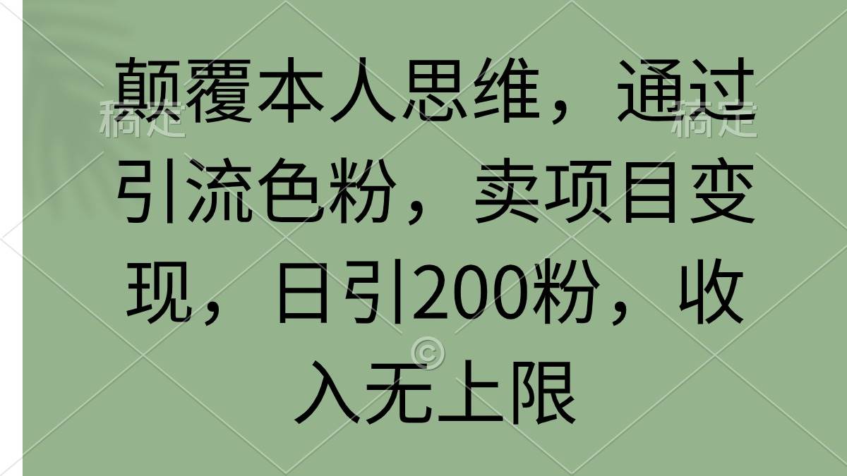 颠覆本人思维，通过引流色粉，卖项目变现，日引200粉，收入无上限倾城领域-倾城领域