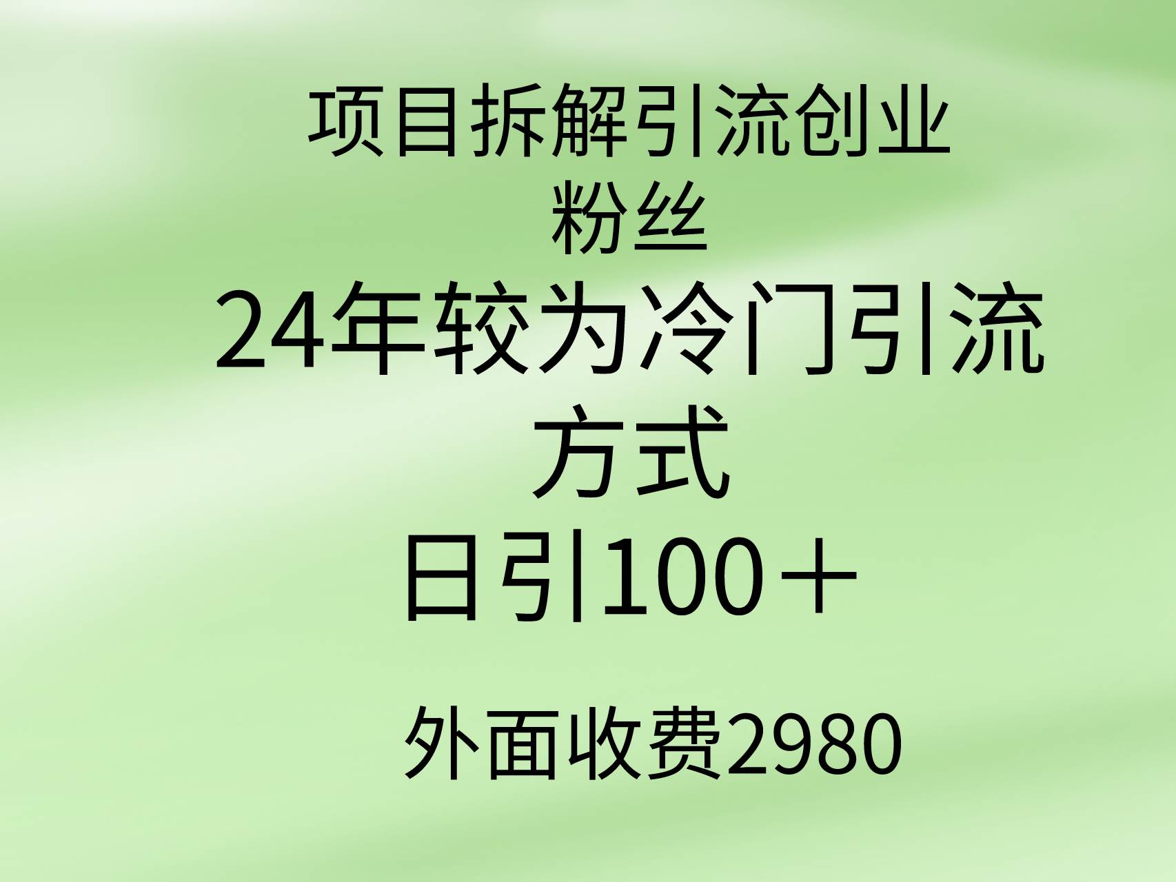 项目拆解引流创业粉丝，24年较冷门引流方式，轻松日引100＋倾城领域-倾城领域