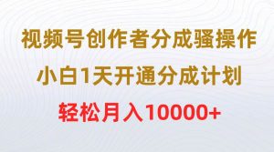 视频号创作者分成骚操作，小白1天开通分成计划，轻松月入10000+倾城领域-倾城领域