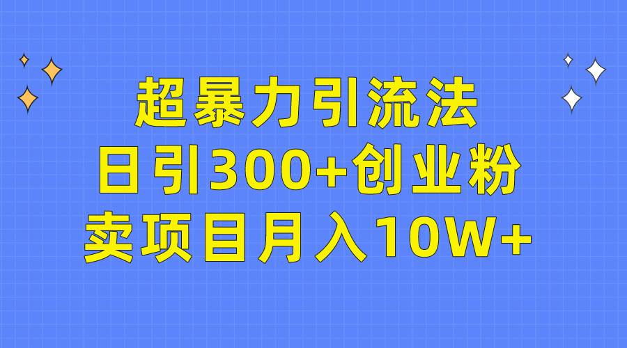 超暴力引流法，日引300+创业粉，卖项目月入10W+倾城领域-倾城领域