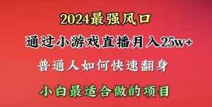 2024年最强风口，通过小游戏直播月入25w+单日收益5000+小白最适合做的项目倾城领域-倾城领域