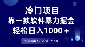 冷门项目，靠一款软件暴力掘金日入1000＋，小白轻松上手第二天见收益倾城领域-倾城领域
