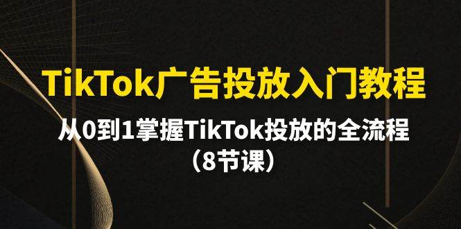 TikTok广告投放入门教程，从0到1掌握TikTok投放的全流程（8节课）倾城领域-倾城领域