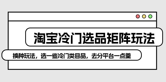淘宝冷门选品矩阵玩法：换种玩法，选一些冷门类目品，去分平台一点羹倾城领域-倾城领域