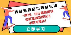 抖音最新风口项目玩法，一单35，执行就能搞钱 全新蓝海变现玩法 手机可操作倾城领域-倾城领域