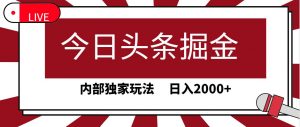 今日头条掘金，30秒一篇文章，内部独家玩法，日入2000+倾城领域-倾城领域