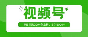 视频号，单日引流200+创业粉，日入5000+倾城领域-倾城领域