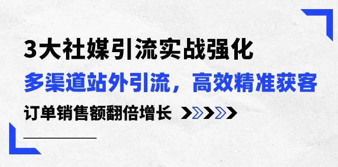 3大社媒引流实操强化，多渠道站外引流/高效精准获客/订单销售额翻倍增长倾城领域-倾城领域