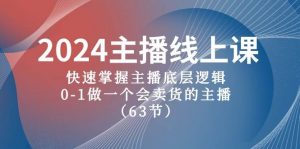 2024主播线上课，快速掌握主播底层逻辑，0-1做一个会卖货的主播（63节课）倾城领域-倾城领域