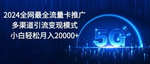 2024全网最全流量卡推广多渠道引流变现模式，小白轻松月入20000+倾城领域-倾城领域