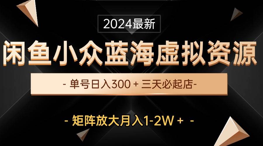 最新闲鱼小众蓝海虚拟资源，单号日入300＋，三天必起店，矩阵放大月入1-2W倾城领域-倾城领域