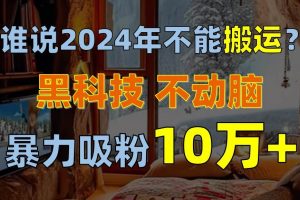 谁说2024年不能搬运？只动手不动脑，自媒体平台单月暴力涨粉10000+倾城领域-倾城领域