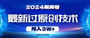 2024视频号最新过原创技术，当天起号，收益稳定，月入3W+倾城领域-倾城领域