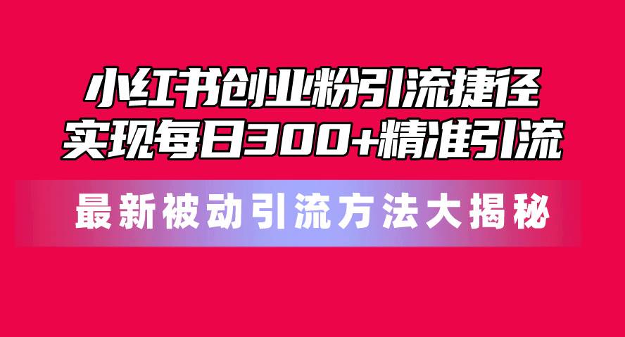 小红书创业粉引流捷径！最新被动引流方法大揭秘，实现每日300+精准引流倾城领域-倾城领域