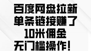 百度网盘拉新，单条链接赚了10米佣金，无门槛操作！倾城领域-倾城领域