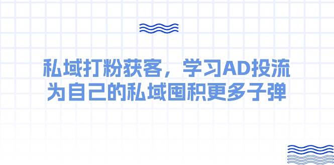 某收费课：私域打粉获客，学习AD投流，为自己的私域囤积更多子弹倾城领域-倾城领域