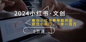 2024小红书·文创：教你小红书养号和开店、抓住小风口 一年一百万 (9节课)倾城领域-倾城领域