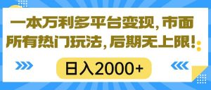 一本万利多平台变现，市面所有热门玩法，日入2000+，后期无上限！倾城领域-倾城领域
