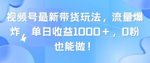 视频号最新带货玩法，流量爆炸，单日收益1000＋，0粉也能做！倾城领域-倾城领域