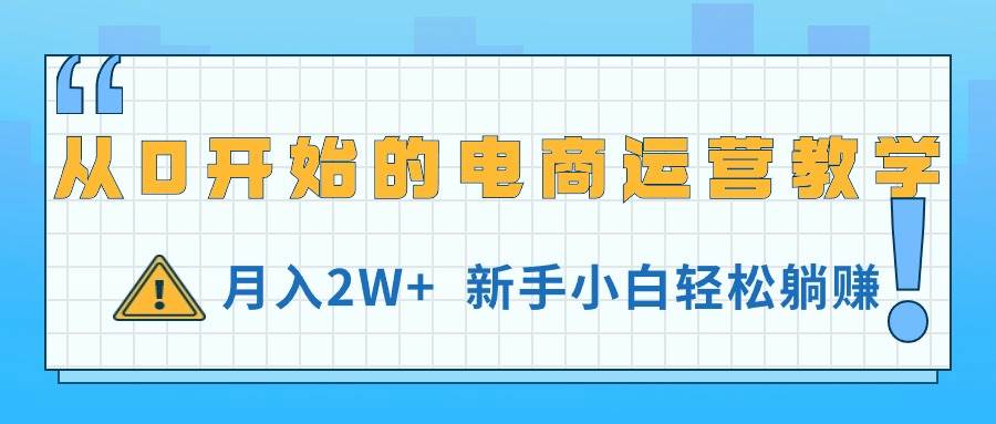 从0开始的电商运营教学，月入2W+，新手小白轻松躺赚倾城领域-倾城领域