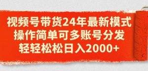 视频号带货24年最新模式，操作简单可多账号分发，轻轻松松日入2000+倾城领域-倾城领域