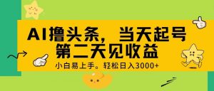 AI撸头条，轻松日入3000+，当天起号，第二天见收益。倾城领域-倾城领域