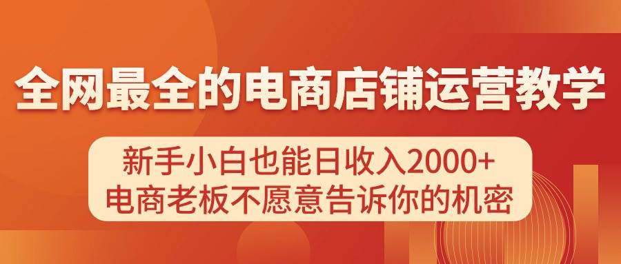 电商店铺运营教学，新手小白也能日收入2000+，电商老板不愿意告诉你的机密倾城领域-倾城领域